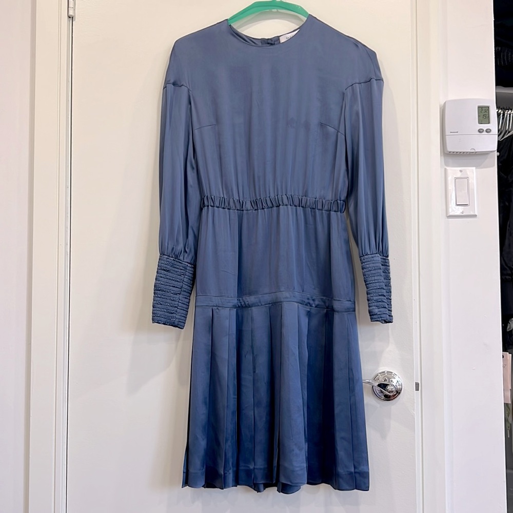 Blue silk dress